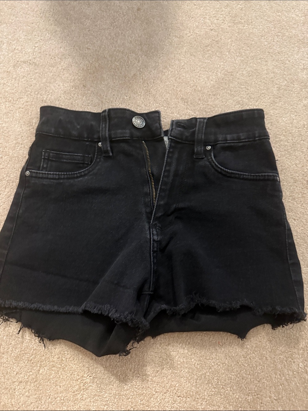 Charlotte Russe Black High-Rise Frayed Denim Shorts